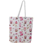 Pink Woodland Animals, Koteto Full Print Rope Handle Tote (Large)