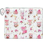 Pink Woodland Animals, Koteto Canvas Cosmetic Bag (XXXL)