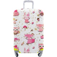 Pink Woodland Animals, Koteto Luggage Cover (Large) from ArtsNow.com