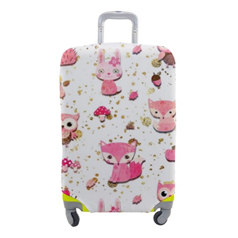 Pink Woodland Animals, Koteto Luggage Cover (Small) from ArtsNow.com