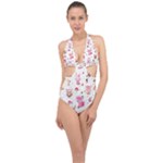 Pink Woodland Animals, Koteto Halter Front Plunge Swimsuit