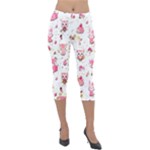 Pink Woodland Animals, Koteto Lightweight Velour Capri Leggings 