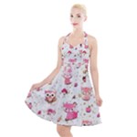 Pink Woodland Animals, Koteto Halter Party Swing Dress 