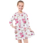 Pink Woodland Animals, Koteto Kids  Quarter Sleeve Shirt Dress