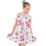 Pink Woodland Animals, Koteto Kids  Short Sleeve Shirt Dress