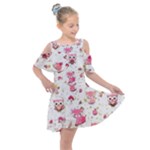 Pink Woodland Animals, Koteto Kids  Shoulder Cutout Chiffon Dress