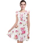 Pink Woodland Animals, Koteto Tie Up Tunic Dress