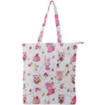 Pink Woodland Animals, Koteto Double Zip Up Tote Bag