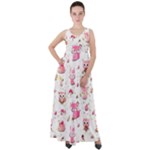 Pink Woodland Animals, Koteto Empire Waist Velour Maxi Dress