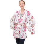 Pink Woodland Animals, Koteto Long Sleeve Velvet Kimono 