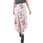 Pink Woodland Animals, Koteto Velour Split Maxi Skirt