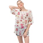 Pink Woodland Animals, Koteto Oversized Chiffon Top