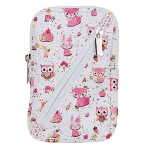 Pink Woodland Animals, Koteto Belt Pouch Bag (Large) from ArtsNow.com