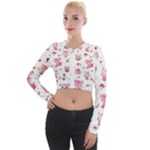 Pink Woodland Animals, Koteto Long Sleeve Cropped Velvet Jacket