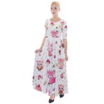 Pink Woodland Animals, Koteto Half Sleeves Maxi Dress