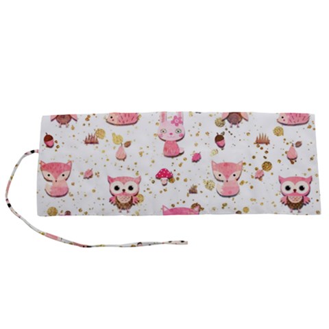 Pink Woodland Animals, Koteto Roll Up Canvas Pencil Holder (S) from ArtsNow.com