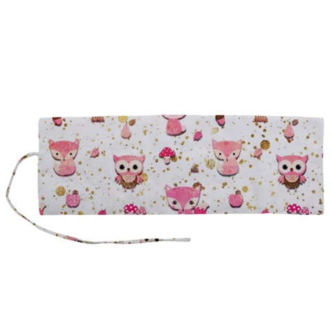 Pink Woodland Animals, Koteto Roll Up Canvas Pencil Holder (M) from ArtsNow.com