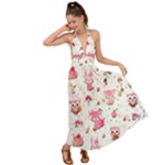 Pink Woodland Animals, Koteto Backless Maxi Beach Dress