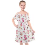 Pink Woodland Animals, Koteto Kids  Cut Out Shoulders Chiffon Dress