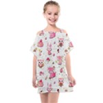 Pink Woodland Animals, Koteto Kids  One Piece Chiffon Dress