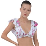 Pink Woodland Animals, Koteto Plunge Frill Sleeve Bikini Top