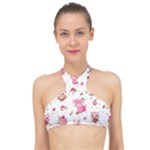 Pink Woodland Animals, Koteto High Neck Bikini Top