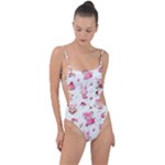 Pink Woodland Animals, Koteto Tie Strap One Piece Swimsuit