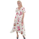 Pink Woodland Animals, Koteto Cross Front Sharkbite Hem Maxi Dress