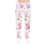 Pink Woodland Animals, Koteto Women Velvet Drawstring Pants