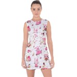 Pink Woodland Animals, Koteto Lace Up Front Bodycon Dress