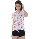 Pink Woodland Animals, Koteto Short Sleeve Open Back T-Shirt