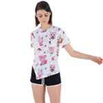 Pink Woodland Animals, Koteto Asymmetrical Short Sleeve Sports T-Shirt