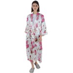 Pink Woodland Animals, Koteto Maxi Satin Kimono