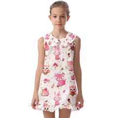 Kids  Pilgrim Collar Ruffle Hem Dress 