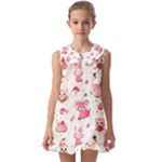 Pink Woodland Animals, Koteto Kids  Pilgrim Collar Ruffle Hem Dress