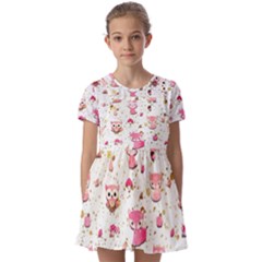 Kids  Short Sleeve Pinafore Style Dress 