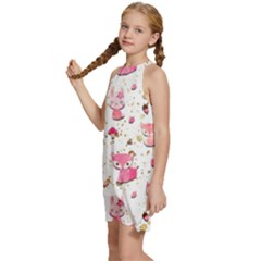 Kids  Halter Collar Waist Tie Chiffon Dress 