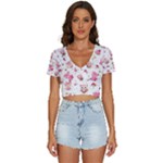 Pink Woodland Animals, Koteto V-Neck Crop Top