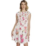 Pink Woodland Animals, Koteto Cap Sleeve High Waist Dress