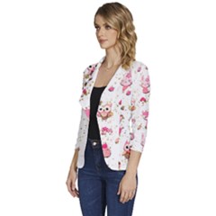 Women s One-Button 3/4 Sleeve Short Jacket 