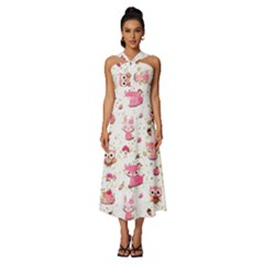 Sleeveless Cross Front Cocktail Midi Chiffon Dress 