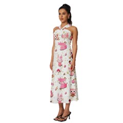 Sleeveless Cross Front Cocktail Midi Chiffon Dress 