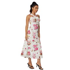 Sleeveless Cross Front Cocktail Midi Chiffon Dress 