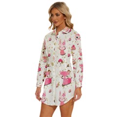 Womens Long Sleeve Shirt Dress 