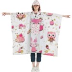 Pink Woodland Animals, Koteto Women s Hooded Rain Ponchos