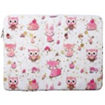 Pink Woodland Animals, Koteto 17  Vertical Laptop Sleeve Case With Pocket