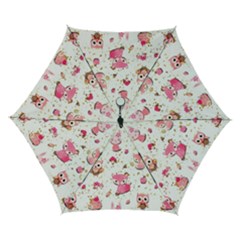 Pink Woodland Animals, Koteto Automatic Folding Umbrella with Case (Small) from ArtsNow.com