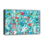 Snowy Winter Foliage, Adoxali, Christmas, Berry, Blue Deluxe Canvas 18  x 12  (Stretched)