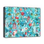 Snowy Winter Foliage, Adoxali, Christmas, Berry, Blue Deluxe Canvas 20  x 16  (Stretched)