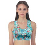 Snowy Winter Foliage, Adoxali, Christmas, Berry, Blue Fitness Sports Bra